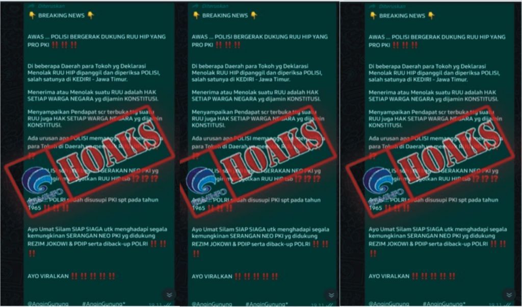 Polisi Disusupi PKI dan Akan Memeriksa Orang yang Menolak RUU HIP