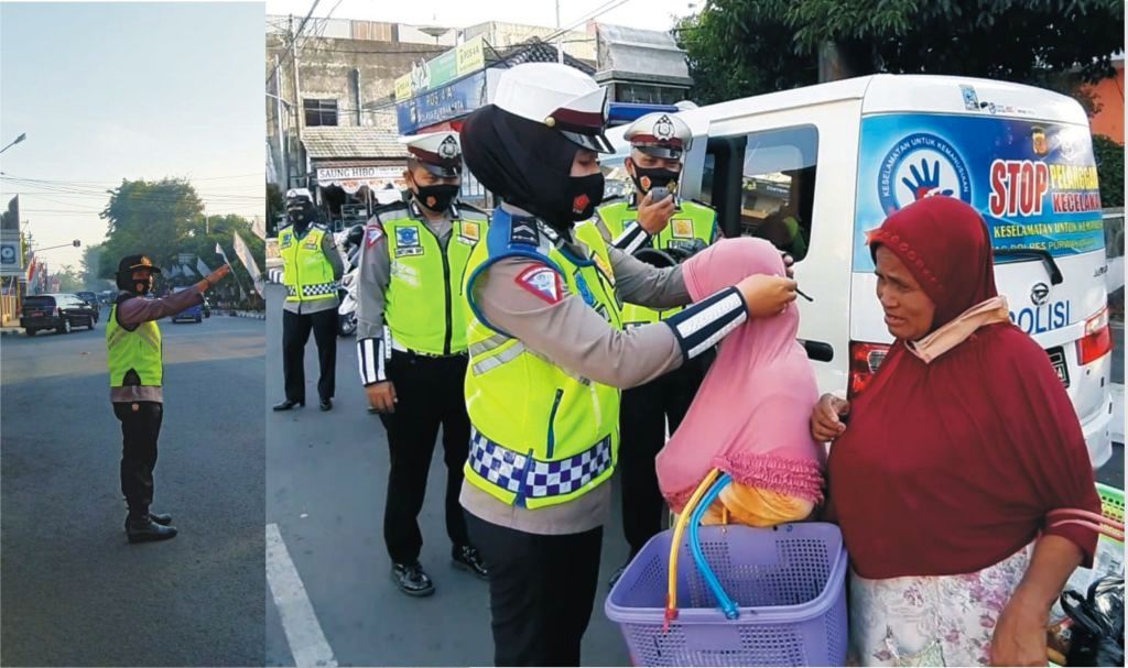 Polwan Cantik Kampanyekan Tertib Berlalulintas dan Pengunaan Masker