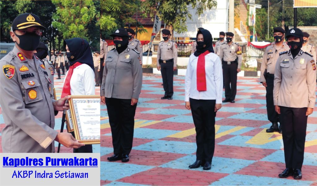 Tiga Polwan Cantik Polres Purwakarta Mendapat Penghargaan