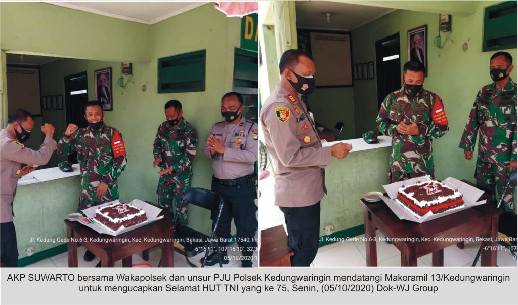 Polisi Mendatangi Makoramil 13 Kedungwaringin, Kab.Bekasi , Jawa Barat