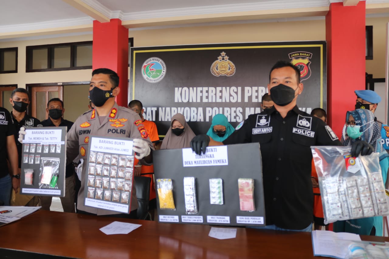 Satuan Resnarkoba Polres Majalengka Ringkus Empat Pelaku Penyalahgunaan Narkotika.