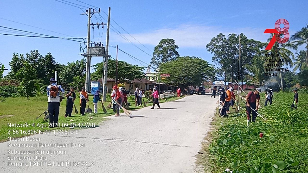 Menyambut Perayaan HUT RI ke 78 Pangulu Nagori Bosar Panombean Bersama Masyarakat Bergotong Royong