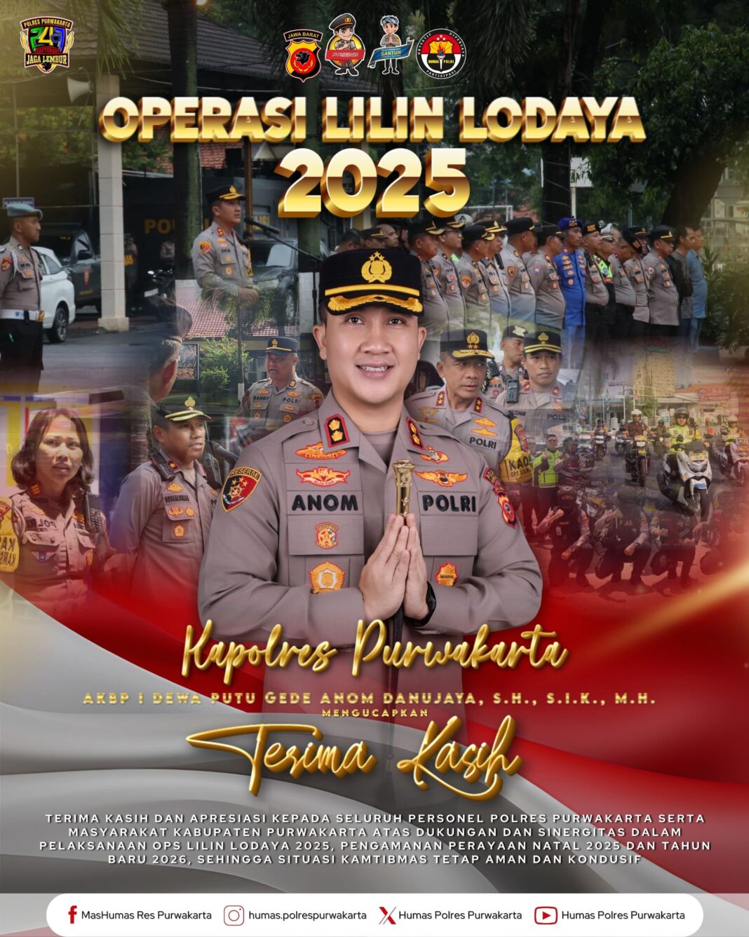 Operasi Lilin Lodaya 2025 Berakhir, Kapolres Purwakarta Sampaikan Apresiasi