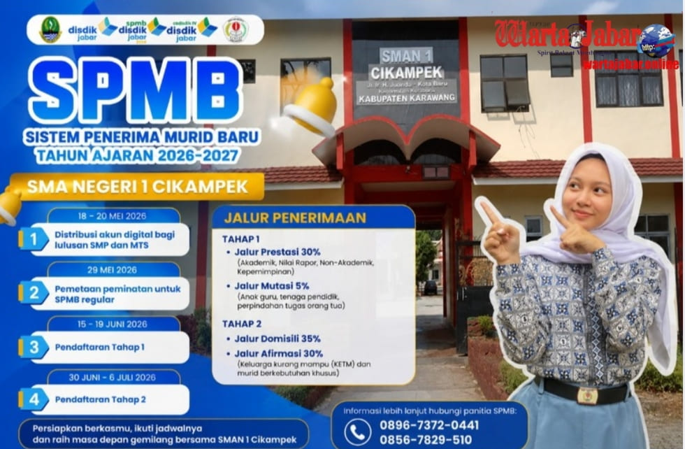 SPMB SMAN 1 Cikampek Tahun Ajaran 2026/2027 Dibuka, Catat Jadwal dan Jalur Penerimaannya