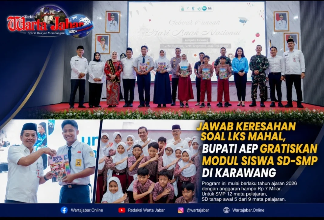Jawab Keresahan Soal LKS Mahal, Bupati Aep Luncurkan Modul Belajar Gratis untuk Siswa SD dan SMP di Karawang