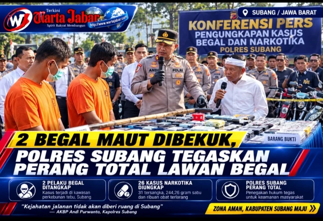 2 Begal Maut Dibekuk, Polres Subang Tegaskan Perang Total Lawan Kejahatan Jalanan