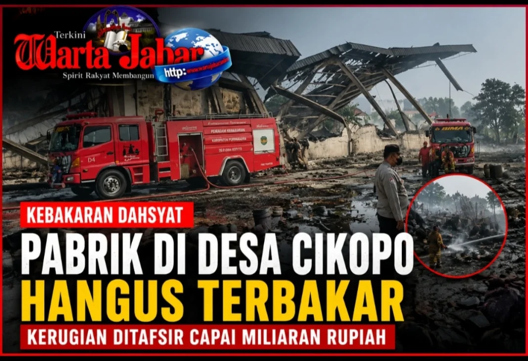 Kebakaran Dahsyat Pabrik di Desa Cikopo, Kerugian Ditafsir Mencapai Miliaran Rupiah