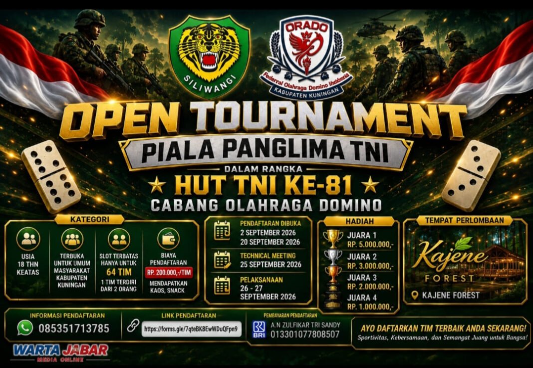 Piala Panglima TNI Digelar di Kuningan, 64 Tim Domino Berebut Hadiah Rp11 Juta